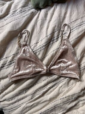 naked wardrobe Velvet Triangle Bralette - Pale Blush